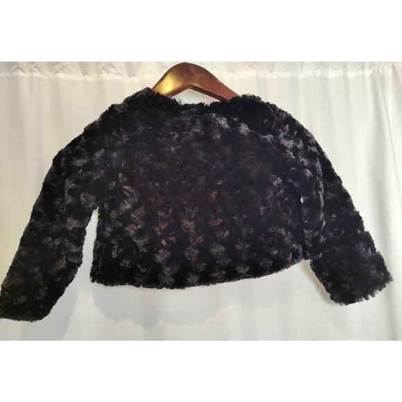 Gymboree Black Fuzzy Cardigan Long Sleeve Faux Fur Coat Bolero Shrug 2T-3T - Picture 2 of 6